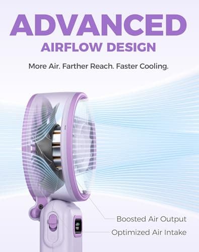 Diveblues Portable Turbo Fan, 100 Speed Handheld Fan with Strong Airflow, Foldable 4 in 1 Personal Fan for Neck, Desk & Travel, USB-C Rechargeable, Lightweight for Summer, Concerts & Outdoor Use - Thumbnail 3