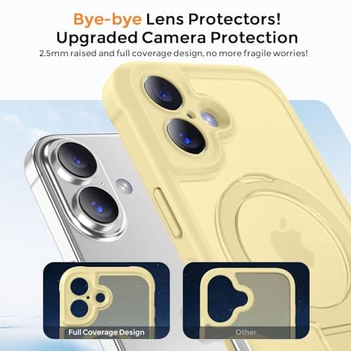 MOCCA Design for iPhone 17 Case, Compatible with Magsafe [Premium Invisible Magnetic Ring Stand] [Military Drop Protection] Full Camera Guard Translucent Matte Slim Phone Cover 6.3",Creamy Yellow - Thumbnail 3