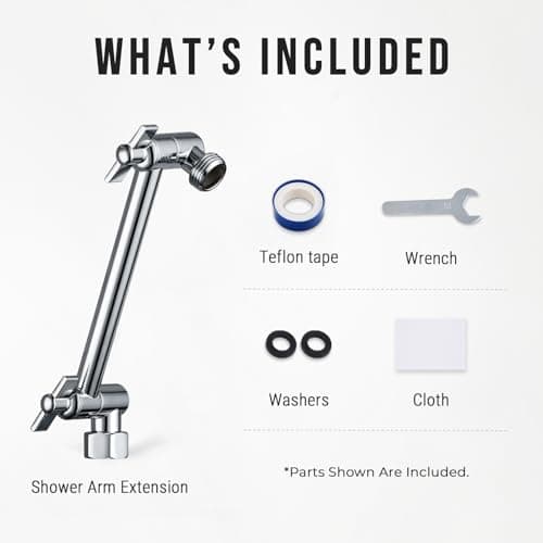 G-Promise Shower Head Extension Arm, Stainless Steel Adjustable Extender with Locking Set Screw, Rise or Lower Rainfall and Fixed Shower Head (6 Inch, Chrome) - Thumbnail 6