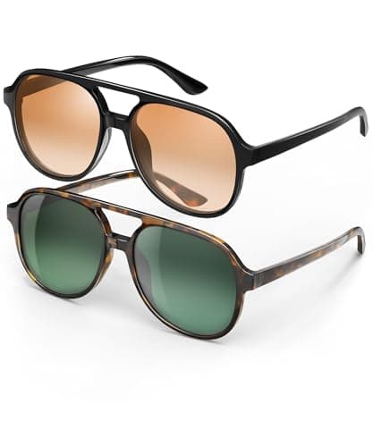 QALLY Retro Aviator Sunglasses for Women Sunglasses Polarized Classic 70s Vintage Trendy Square Aviators - Image 1