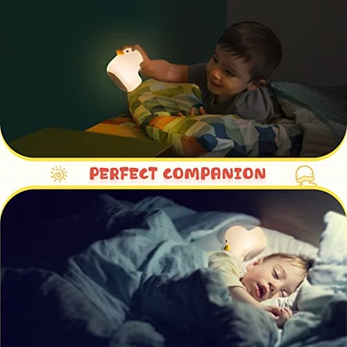 UNEEDE LED Benson Night Light, Cute Duck Animal Silicone Nursery Night Light Rechargeable Table Lamp Bedside Lamp with Touch Sensor for Baby Girls Women Bedrooms, Living Room - Thumbnail 4