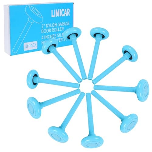 LIMICAR Nylon Garage Door Rollers 10 Pack, 2 Inch Wheel with Nylon-Coated Stem, Quiet Replacement, Dual-Sealed 6200-2RS Bearings, 4 Inch Stem, Fits Standard 2 Inch Tracks - Image 1