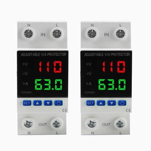 Smart Voltage Protector, 1-63A Adjustable 110V/220V DIN Rail Mount Circuit Breaker, Voltage monitoring and stabilize, Over Voltage & Low Voltage Cut Off for Comprehensive Home & Equipment Safety（2pcs） - Image 1