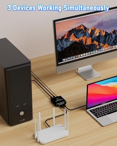 Ethernet Splitter 1 to 3, 1000Mbps Internet Cable Splitter 1 in 3 Out High Speed Gigabit Either Network Splitter LAN RJ45 Port Router Switch Work with Cat5/5e/6/7/8 Cable - Thumbnail 5