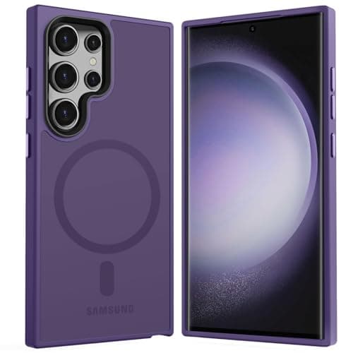 TISOOG Strong Magnetic for Galaxy S24 Ultra Case, [Compatible with Magsafe] [Military Grade Drop Tested] Protective Translucent Matte Slim Case for S24 Ultra 6.8 inch,Deep Purple - Image 1