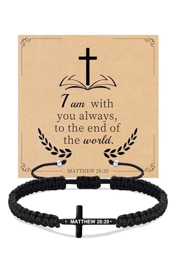 Sistble Easter Gifts, Christian Gifts for Men Black Cross Bracelet Jesus Easter Gift Catholic Baptism Bracelets Religious Gifts for Men Inspirational Jewelry for Grandson Son - Image 1