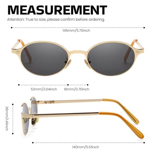 SODQW Trendy Oval Sunglasses for Women Small Gold Frame Fashion Designer Ladies Shades with UV400 Protection - Thumbnail 4