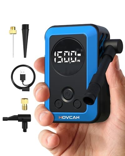 MOVCAN Mini Bike Pump with Gauge, 150PSI Electric Bike Pump Portable, 33s Fast Inflation, Rechargeable Battery, Presta & Schrader Valve Compatible for Bicycle, MTB, E-Bike, Motorcycle Tire - Image 1