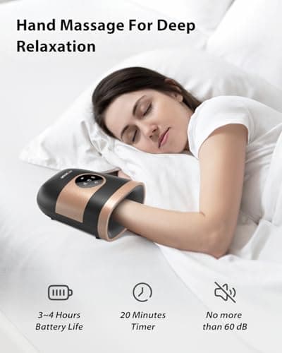 CINCOM Upgraded Hand Massager with Heat and Compression for Arthritis and Carpal Tunnel - Cordless & Rechargeable (Black & Gold) - Thumbnail 2