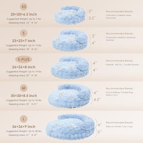 EHEYCIGA Dog Bed Medium Size Dog, Fluffy Small Dog Couch with Removable Washable Cover, Bolster Pet Sofa, Waterproof and Non-Slip, 30" x 30"x 8.5", Blue - Thumbnail 2