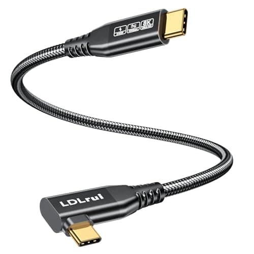 40Gbps USB 4 High Speed Data Transfer Cable[2FT], Right Angle USB C for Thunderbolt 4 Cable, USB C Monitor Cord 8K/4K UHD Display, 240W Fast Charging for iPhone 17/16/15, MacBook Pro, iPad, Samsung - Image 1