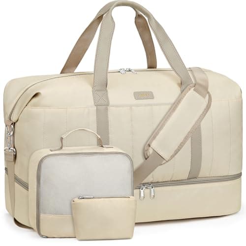 IBFUN Weekender Bags for Women, Travel Duffle Bag with Shoe Compartment Carry on Weekender Overnight Duffel for Weekend Travel Business Trip 3PCS - Image 1