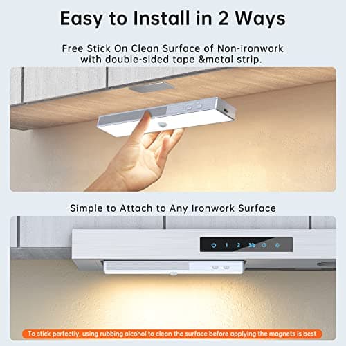 LED Closet Light with Charging Station, 6 Pcs 30LEDs 8'' Dimmer Rechargeable Motion Sensor Under Cabinet Lighting, Stick-Anywhere Night Light for Wardrobe,Kitchen - Thumbnail 6