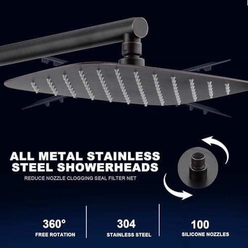SonTiy Rain Shower Head System with Handheld Spray, 360° Adjustable Shower Arm Exposed Showerhead Kit with Caddy for Whole Family, 1.8 GPM, Oil Rubbed Bronze - Thumbnail 3