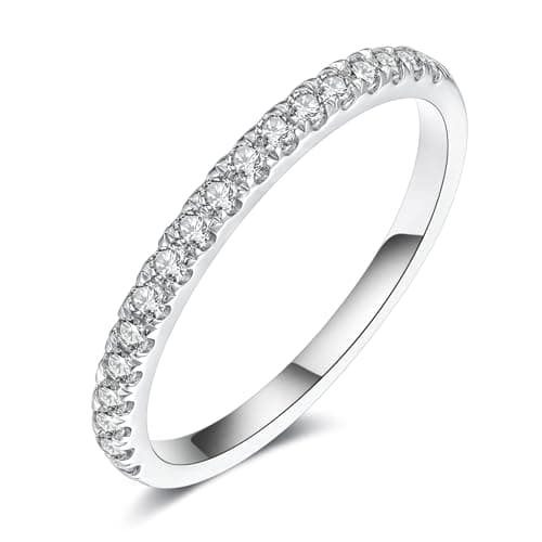 IMOLOVE Moissanite Wedding Band for Women, 0.3CT D Color VVS1 Moissanite, Half Eternity Band, Stackable Promise Ring for Engagement, Anniversary, Proposal Size 8 - Image 1