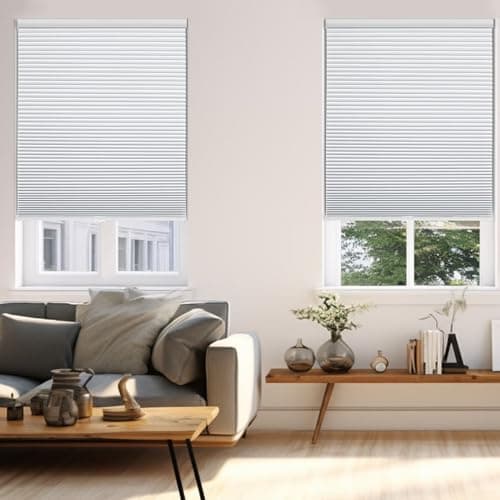 Changshade Blackout Cordless Cellular Shades for Windows,Honeycomb Blinds with Thermal Insulation,UV Protection,Child Safe,Privacy Light Control,Easy to Install（24" W x 50" H,White） - Thumbnail 2