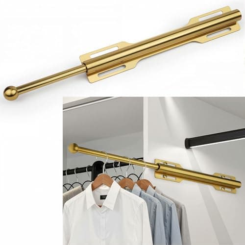 LOMILD Valet Rod for Closet Pull Out, Rod for Bedroom Laundry Room Bathroom, Brushed Gold - Image 1
