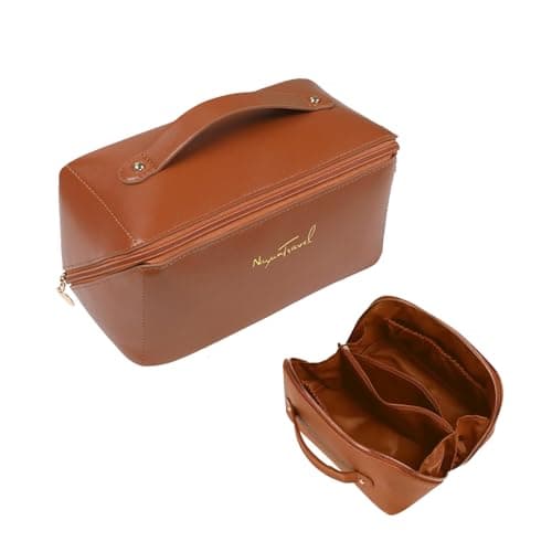 AGUA AGANKKUA FROANNTUUTIK Travel Makeup Bag,Large Capacity Cosmetic Bags for Women,Waterproof Portable Pouch Open Flat Toiletry Bag Pattern Makeup Bag - Image 1