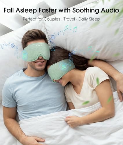 MUSICOZY Bluetooth Sleep Headphones, Wireless Sleep Mask with Bluetooth 5.4, Ultra-Thin Stereo Speakers, 14H Playtime, Comfortable Eye Mask for Side Sleepers, Travel & Relaxation Gifts for Men Women - Thumbnail 2