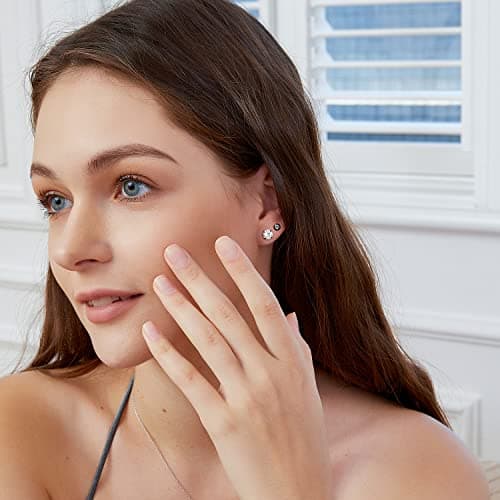 Titanium Screw Back Earrings Black 316L Surgical Stainless Steel Cubic Zirconia Fake Diamond Flat Back Stud Hypoallergenic for Sensitive Ear for Women Men Teen CZ Twist Piercing Post - Thumbnail 3