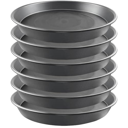 Garrdeen 6 Pack 10-Inch Gray Plant Saucer Trays, Heavy Duty Plastic PP Pot Bases for Medium & Large Flower Pots, Durable Water Catcher Plates & Drip Trays for Indoor Outdoor Gardening Use - Image 1