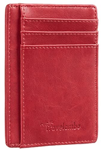 Travelambo Slim Wallet Front Pocket Minimalist Leather RFID Blocking Medium Size - Image 1