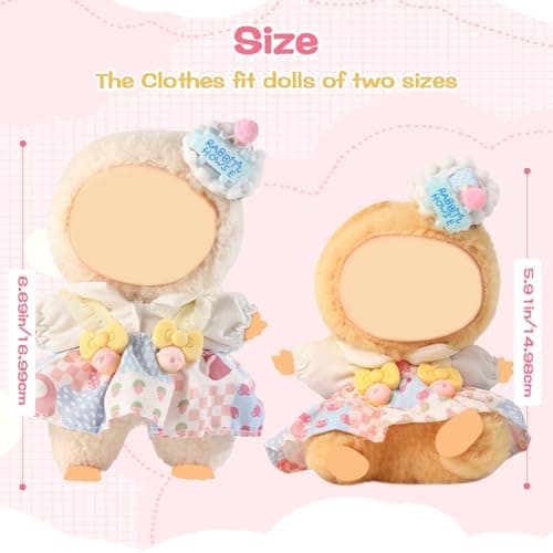 Clothes for Blind Box Dolls, Premium 3-Piece Doll Clothes Accessories Set with Birthday Hat and Skirt Outfit Suitable for Plush Blind Box Toy (Ice Cream Set) - Thumbnail 2