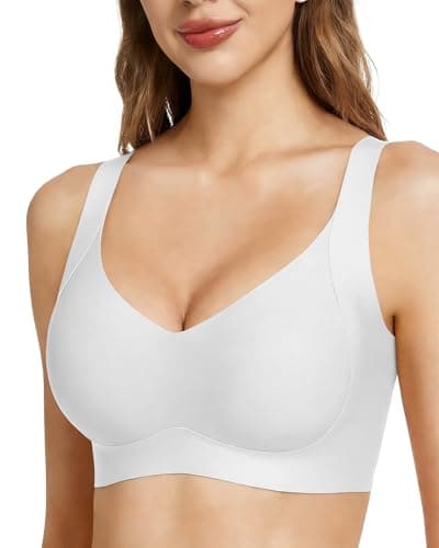 Gailife Womens Wireless Jelly Lift Bra Seamless Push Up Bra No Underwire Soft Full Coverage T-Shirt Bralettes Everyday Bras, White, XXL - Image 1