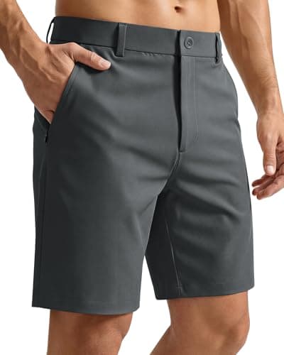 CANGHPGIN Mens Stretch Golf Shorts 7 Inch Flat Front Quick Dry Chino Dress Shorts for Men Casual Work Shorts with Pockets Dark Grey - Image 1