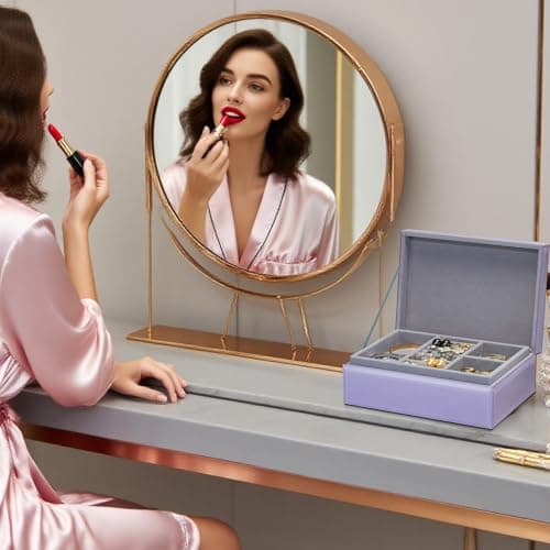 Palinna Glass Jewelry Box for Women Girl Wife-Jewelry Organizer Storage Case With Velvet Lining For Earrings Rings Bracelets,Perfect Birthday, Wedding & Christmas Gift(Marble Pattern - Thumbnail 5