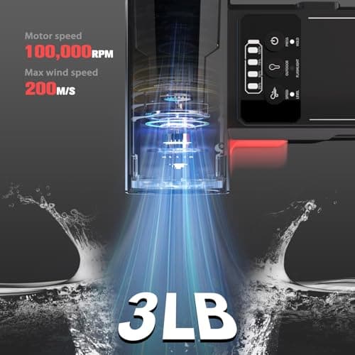 4-In-1 Car Dryer Air Blower - 3LB Thrust, Leaf Blowing Turbo Fan for Patio, Snow Cordless Turbo Jet Blower with 2000A Jump Starter, 15,000mAh Power Bank, LED Flashlight, Gift - Thumbnail 4