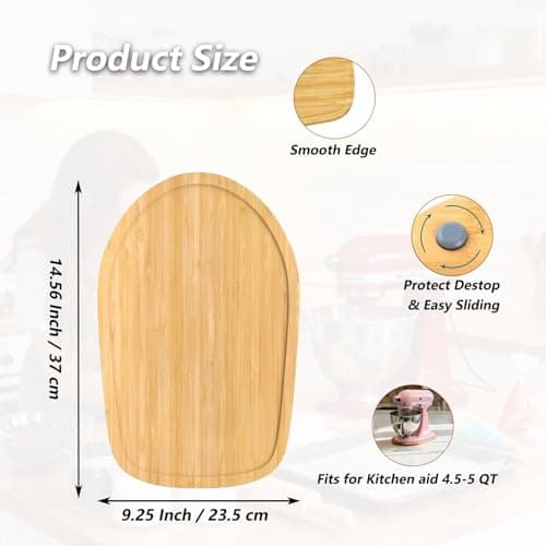 Bamboo Mixer Slider Compatible with KitchenAid 4.5-5 Qt Tilt-Head Stand Mixer, Appliance Sliding Mat Accessories for Kitchen Aid, Countertop Moving Tray Attachments Fits for KitchenAid Artisan - Thumbnail 6