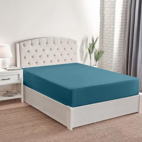 Mellanni Twin Fitted Sheet - Iconic Collection Bedding Sheets with up to 16 inch Deep Pocket - Soft & Cooling - Fade & Stain Resistant - 1 PC (Twin, Teal) - Thumbnail 3
