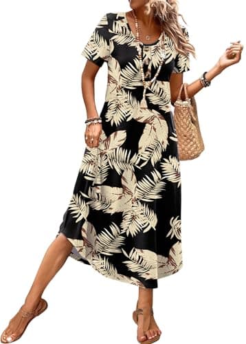 Summer Dresses for Women 2026 Long Maxi Flattering Dresses to Hide Tummy Maternity Dress Spring Cruise Outfits Black Dress XL - Image 1