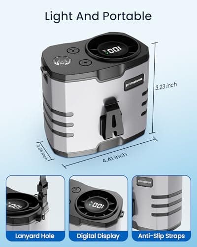 Primelove Portable Waist Fan 10000mAh Rechargeable, Clip on Belt Fan With 10 Speeds 16000PRM Strong Airflow, Hands-Free Hanging Neck Fan, Long-Lasting Cooling for Camping, Hiking,Outdoor,Jobsite,Grey - Thumbnail 6