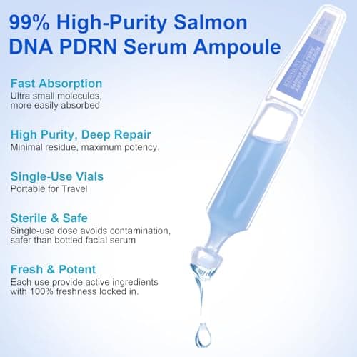 Salmon DNA PDRN Anti-Aging Facial Serum, 10,000ppm Salmon Egg DNA Ampoule, 3000ppm Collagen, Peptide, Glutathione, Niacinamide -Wrinkles, Firming, Radiance Skincare, 0.05 fl.oz x 30e - Thumbnail 3
