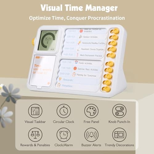 Visual Timer for Kids with Planning Board, ADHD Timer for Kids, Daily Chore Board-Checklist for Autism, Visual Schedule, Time Management, Silence Timer for Home School - Thumbnail 3