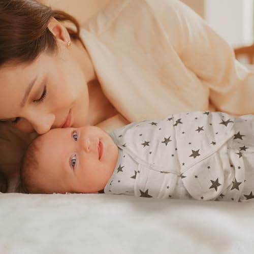 GLLQUEN BABY Newborn Swaddle Blankets for Baby Boy, 3 Pack Baby Swaddles 0-3 Months, Swaddling Sleep Sack, Infant Wrap Swaddle Sack, Elephant & Star & Stripe, Newborn Essentials - Thumbnail 3