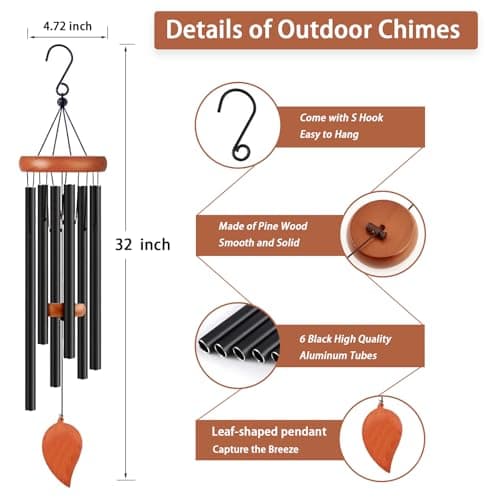 Wind Chimes, Wind Chimes for Outside with Upgraded Tube, Outdoor Windchime for Garden Yard Patio Decor, Unique Gift for Women Men - Thumbnail 5
