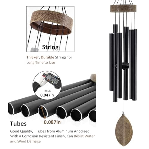 ASTARIN 36 Inch Wind Chimes for Outside, Tuned Metal Wind Chime for Outdoor Garden Patio, WindChimes Tuned Soothing Melodic Tones Windchimes Mom Dad Gift, All Metal Leaf Design Windchime - Thumbnail 4