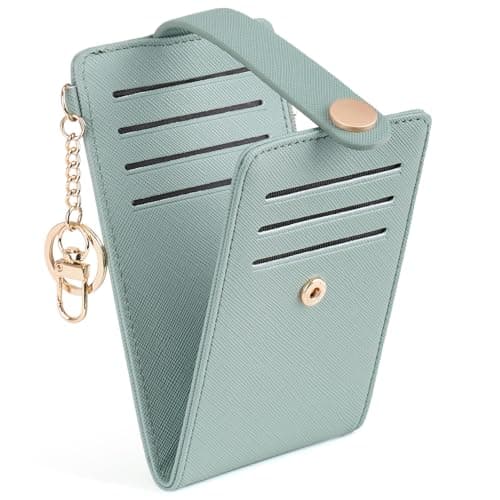 POIUGOYA Slim Wallet for Women,RFID Blocking Bifold Credit Card Holder with Zipper Coin Pocket,ID Window,Keychain - Image 1