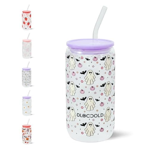 DLOCCOLD Glass Tumbler with Straw and Lid, 20oz Ice Coffee Glass Cup，Drinking Glasses for Water, Coffee, Smoothie with 1 Cleaning Brushes - Image 1