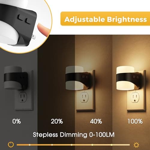 L LOHAS LED Night Lights Plug into Wall with 3CCT Adjustable (3000K/4000K/5000K), 3 Level Dimmable Night Light, 1W Low Power Nightlight with Auto On/Off Sensor, 2 Pack - Thumbnail 4