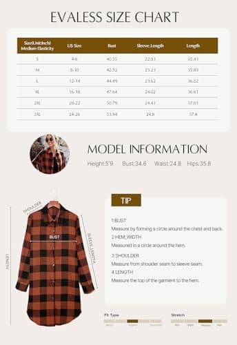 EVALESS Color Block Plaid Shacket Jacket Womens Fall Clothes Fashion 2025 V Neck Outfits Long Sleeve Jackets for Women Button Down Flannel Shirts Loose Cardigans Coats With Pockets Blue X-Large - Thumbnail 6