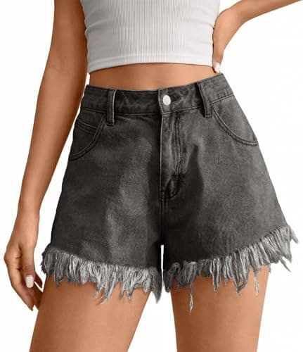 Tankaneo Jean Shorts for Women Summer Elastic High Waisted Raw Hem Denim Shorts Casual Stretchy Hot Jorts - Image 1