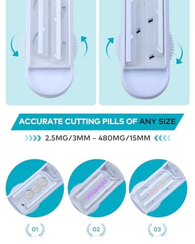 Adjustable Pill Cutter Splitter for Small and Tiny Pills, Larger Pills, Pill Splitter with Centering Device Accurately Cuts Multiple Pills a time,Tablet Cutter with Hidden Sharp Blade - Thumbnail 4
