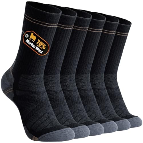 BISOUSOX Merino Wool Hiking Warm Socks for Men Women, 3 Pairs Thermal Winter Cozy Crew Calf Boot Socks Moisture Wicking - Image 1