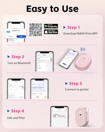 NADAIIN N12 Label Maker Machine with Tape, Mini Bluetooth Label Printer, Small Labeler Portable Thermal Label Makers Multiple Templates for Home School Office Kitchen - Thumbnail 2