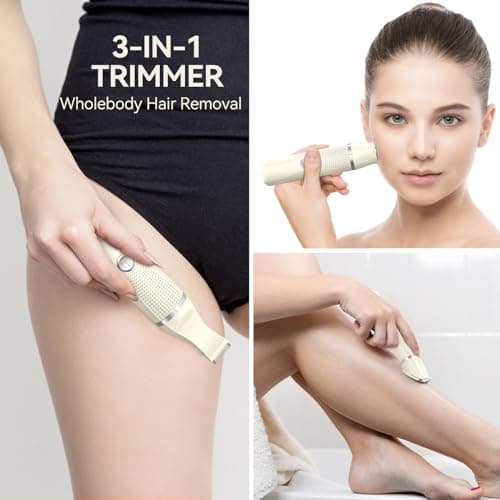 3-in-1 Electric Razor for Women,Pubic Hair Trimmer Bikini Trimmer Waterproof,Hari Trimmer for Women Rechargeable, Trimmers for Grooming,Lady Shaver - Thumbnail 2