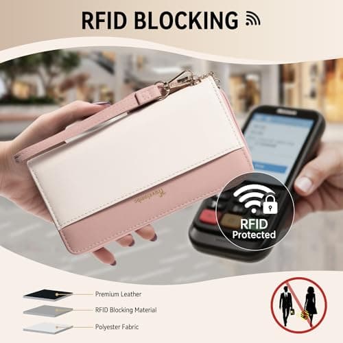 Travelambo Womens Wallet Tassel Bifold Ladies Cluth Wristlet Wrist strap Long Purse - Thumbnail 3